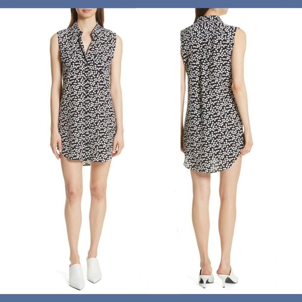 NWT $298 EQUIPMENT Equipment Slim Signature‎ Heart Silk Shirtdress [SZ XS ]